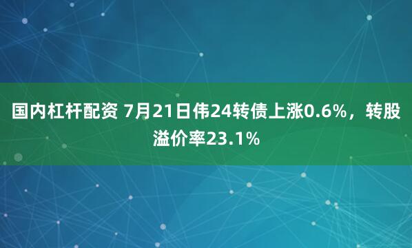 国内杠杆配资 7月21日伟24转债上涨0.6%，转股溢价率23.1%