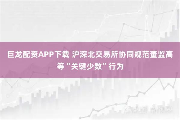巨龙配资APP下载 沪深北交易所协同规范董监高等“关键少数”行为